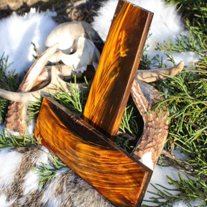 Plaques de corne de buffle teintée jaune miel pour manche de couteau, matériau exotique - Product Image 1