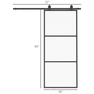 Porta Scorrevole Industriale da 6 Piedi con Ferramenta in Acciaio al Carbonio e Vetro Satinato - Product Image 2