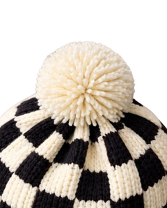 Gorro de Punto Personalizado a Cuadros Blanco y Negro, Gorro de Invierno Cálido con Pompón, Gorro de Punto Grueso Unisex, Gorro con Logo Personalizado, Proveedor OEM - Product Image 5