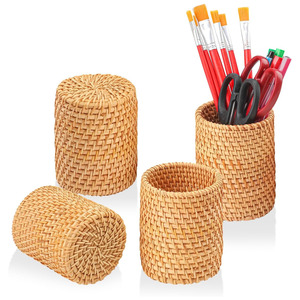 Cheapest price rattan pencil <b>case</b> set pen marker holder basket <b>make</b> <b>up</b> brush holders for girls - Product Image 2
