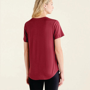 Camiseta de Mujer a la Moda, Personalizada, Corte Ajustado, Cuello Redondo, Manga Corta, Mezcla de Algodón, Proveedor Mayorista de Fábrica OEM ODM - Product Image 3