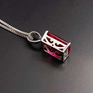 Collar Mia con Rubí Rectangular en Plata de Ley, Colgante de Rubí como Piedra de Nacimiento de Julio, Regalo de Cumpleaños o Aniversario para Mujer - Product Image 2