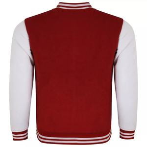 Veste universitaire en molleton de coton, col montant, style uniforme de baseball, avec logo brodé en chenille - Product Image 2