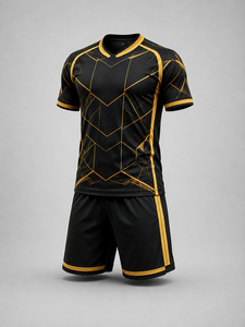 Concevez votre propre ensemble d'uniformes de football pour hommes adultes de haute qualité, impression numérique en relief, 100% polyester respirant, col en V - Product Image 2