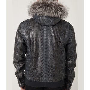 Trending Custom Eco-Friendly Bomber Biker Leather Jacket for Men Slim Fit Streetwear Spring Feathers Hooded OEM Private Label - Product Image 6