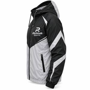 Men's Hooded Windproof Breathable Fleece <b>Racer</b> <b>Jacket</b> Color Blocking Zipper Front Logo Sporty Winter Wear Polyester/Cotton - Product Image 3