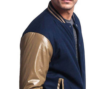 High Quality 100% Wool Stand Collar High Street Style Baseball Varsity Letterman <b>Jacket</b> Patchwork Design Front Logo for Unisex - Product Image 5