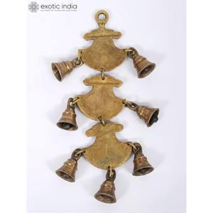 Hecho a mano 11 pulgadas Shri Ganeshay Namah colgante campana de latón artículo de decoración del hogar indio - Product Image 4