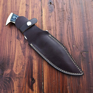 Cuchillo de caza hecho a mano con hoja fija, guardacuchillo de latón y mango de madera, para bushcraft, camping, supervivencia, cuchillo para exteriores, regalo para hombres - Product Image 4
