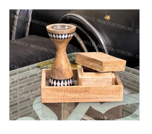 <b>Mother</b> of Pearl Wooden Incense Holder Set Round Tray Desktop Incense Sticks Display Holder for Home Decor - Product Image 6