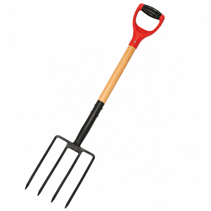 Cast Iron Garden Hand Fork | Four Tine Digging Tool with Wooden Handle for Soil Cultivation Gardening Landscaping Outdoor Use - Product Image 1
