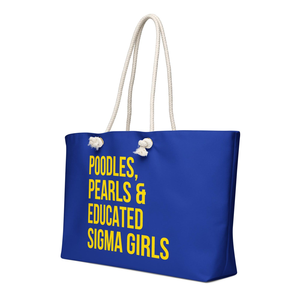 กระเป๋าผ้าแคนวาสโพลีเอสเตอร์ขนาดใหญ่สำหรับเดินทาง  ลาย Sigma Gamma Rho Poodles Pearls  สำหรับสาวๆ ที่รักการเรียนรู้  รุ่น SGRho Weekender Tote Gift Bag  ความจุเยอะ  แบบสั่งทำพิเศษ - Product Image 6