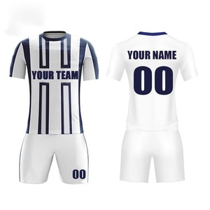 Uniforme de Fútbol Personalizado para Hombre, Camiseta con Cuello Redondo, Impresión en Serigrafía, Tejido Transpirable de Alta Calidad, Pantalones Cortos para Entrenamiento - Product Image 3