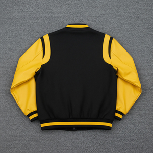 New Design Black Yellow <b>Camouflage</b> Dyed Sheep Skin Embroidery Sleeves Quilted Cotton Filled <b>Women's</b> Winter Varsity Baseball - Product Image 4