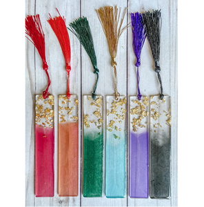 Marque-pages en résine personnalisés avec logo, design pailleté de haute qualité, 6 pièces avec boucle, à prix abordable - Product Image 1