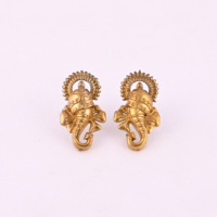 Boucles d'oreilles pendantes tendance en laiton plaqué or, motif temple du Dieu Ganesha, taille 30x18MM
