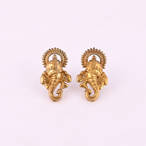 Pendientes de latón chapados en oro con diseño de templo del Dios Ganesh, modernos y elegantes, tamaño 30x18MM - Product Image 1