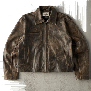 เสื้อแจ็คเก็ตหนังแท้สไตล์วินเทจสำหรับผู้ชาย Glory Zone รุ่น Heavyweight Biker Bomber เหมาะสำหรับฤดูหนาว ไซส์ 24 - Product Image 1