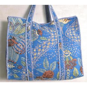 Indian Handmade Quilted Cotton Tote Bag Floral Print Shoulder Bag Women <b>Boho</b> Shopping <b>Handbag</b> - Product Image 5