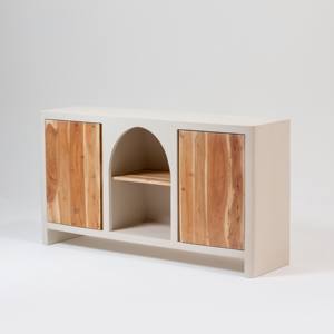 Buffet en bois arqué à 2 portes Vandana Arista Vertex pour des intérieurs et extérieurs modernes et élégants - Product Image 1