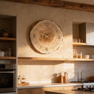 Reloj de Pared Inspirado en Anillos de Árbol, Decoración Silenciosa de Estilo Rústico - Product Image 5