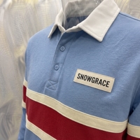 Chemise de rugby rayée Snowgrace à manches longues, col rabattu, coupe classique, adulte, toutes saisons, logo imprimé à l'écran