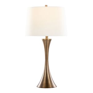 Lenuxe Juego de 2 Lámparas de Mesa Contemporáneas de Metal Grandview Gallery, Base de Bronce Dorado Mate con Pantalla de Lino Blanco, Juego de 2 Piezas - Product Image 3