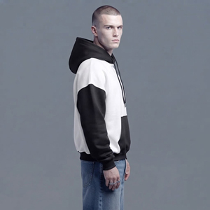 Sweat-shirt homme de qualité supérieure, 100% coton lourd, épaules tombantes, coupe ample, bicolore, logo personnalisé imprimé DTF. - Product Image 5