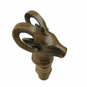 Moderna Empuñadura de Cabeza de Cabra de Latón Pulido para Bastón de Madera de 5 Pulgadas, de Lujo, de Diseño, para Exteriores y Camping, Fabricante OEM - Product Image 5
