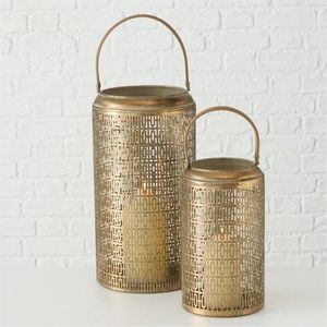 Juego de Faroles de Metal Dorado Estilo Marroquí, Portavelas Decorativo Calado, Lámpara Colgante para Decoración de Bodas y Hogar, Centro de Mesa - Product Image 5