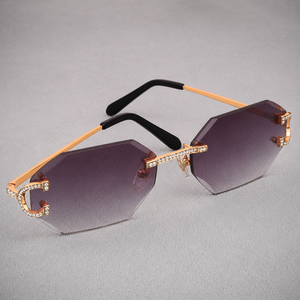 New Arrivals Retro Rimless Diamond Cut Edge Women Metal <b>Frame</b> Custom Shades Moissanite Diamond Man Sunglasses 2026 High Quality - Product Image 2