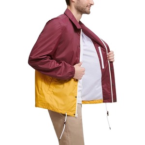 Custom Polyester Windbreaker Stand Collar Hooded Elastic Cuffs Side Pockets Lightweight Outerwear Men's Coach Jackets For Sale - Product Image 2