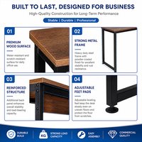 Bureau d'ordinateur industriel, bureau à domicile, bureau d'écriture, table d'étude en bois rustique, structure métallique robuste, poste de travail pour ordinateur portable, mobilier