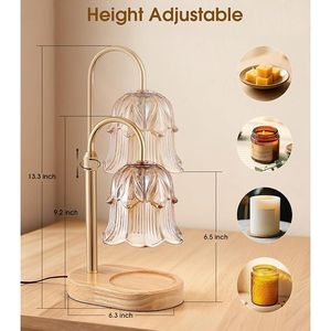 Lampada Scaldacera Elettrica con Timer Regolabile, Base Dorata Vintage, Moderna, per Piccoli Barattoli di Cera Profumata, Vetro Floreale - Product Image 2