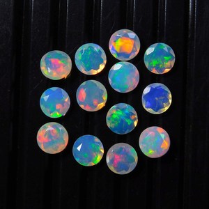 Natural 5mm Round Faceted Welo Fire <b>Opal</b> Brilliant Cut Loose Gemstone Wholesale for Jewelry Making - Product Image 2