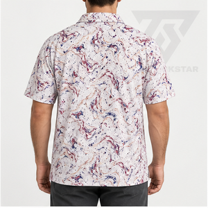 Trackstar Men's <b>White</b> Burgundy Blue Marble Print <b>Polo</b> Shirt Short Sleeve Button Collar Casual <b>Golf</b> Shirt Custom Logo - Product Image 4