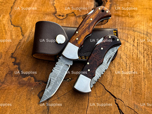 Natural Rosewood Exotic <b>Handle</b> Hand Forged Damascus Steel Industrial Serrated Edge Folder Pocket <b>Knife</b> Back Lock Custom OEM ODM - Product Image 4
