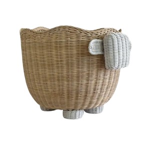 <b>Large</b> Handmade Sheep Shaped Rattan <b>Storage</b> <b>Basket</b> for Kids Room and Nursery Decoration - Product Image 1