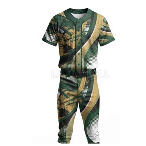 Ensemble uniforme de baseball tendance : Maillot respirant en polyester entièrement boutonné et pantalon assorti, imprimé par sublimation pour équipe sportive - Product Image 5