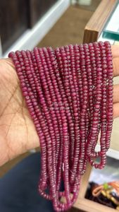 AAA Red <b>Ruby</b> Smooth Rondelle Beads 4mm to 5mm Natural <b>Ruby</b> 16 Inches Strands Loose Gemstone Beads for Jewelry Making Wholesale - Product Image 1