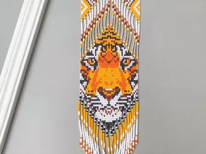 BEST SALE Tribal Beaded Gerdan <b>Necklace</b>, Safari Zebra Seed Bead <b>Necklace</b>, Handmade Boho Animal <b>Necklace</b>, Long <b>Statement</b> Jewelry - Product Image 5