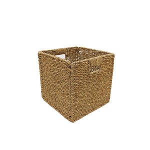 Trending <b>Square</b> Rattan Storage <b>Basket</b> 30x30x30cm Handwoven Organizer for Living Room Rustic Style - Product Image 4