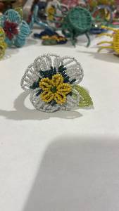 Luxury Glass Beaded Napkin Rings Handmade Durable Flower Style Conifer Handmades Table Decor <b>Wedding</b> Christmas Dining - Product Image 4
