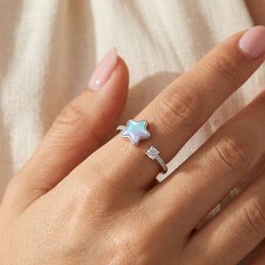 Cute Summer Beach <b>Open</b> <b>Ring</b> with Blue Gradient Enamel for Women Bohemian Holiday Jewelry Wholesale - Product Image 5