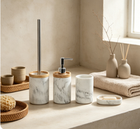 Ensemble d'accessoires de salle de bain en céramique Rain Drop, 4 pièces, kit de bain décoratif avec distributeur de savon pour la maison et l'hôtel