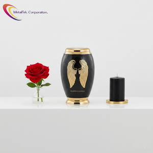 Urne funéraire artisanale en laiton, finition rose, ailes d'ange dorées, durable, de haute qualité, pour commémoration et décoration funéraire – Meilleures ventes - Product Image 5