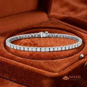<b>Silver</b> Round Moissanite Tennis Bracelet Secure Clasp Daily Wear Fashion Jewelry Gift <b>For</b> Women And <b>Men</b> Sparkle Comfort Style Hou - Product Image 4