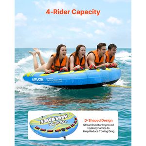 Gommone Gonfiabile Trainabile in PVC per 4 Persone, Capacità 680 Libbre, Tubo Trainabile per Sport Acquatici - Product Image 2