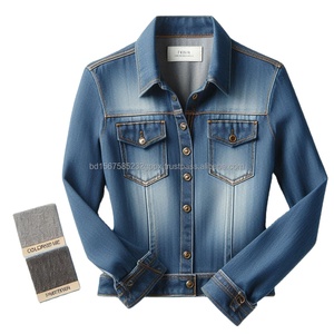 Veste en jean durable avec fermeture à boutons pour femmes en tissu jeans 100% coton lavé, logo personnalisé étiquette OEM du Bangladesh - Product Image 3