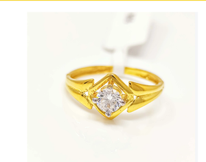 Anillo de Oro Sólido de 22K para Mujer, Oro Amarillo 916 Real con Circonita Cúbica, Anillo de Compromiso Solitario, Joyería Fina Hecha a Mano, Regalo - Product Image 2